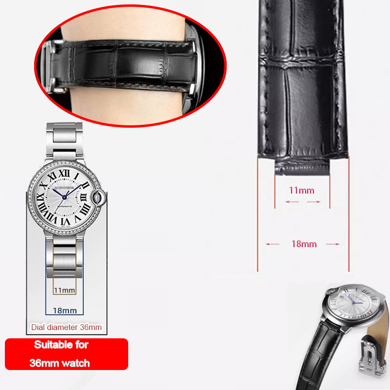Aligator Skin Watchband 18mm Watch Crocodile strap for Cartier Blue Balloon 36mm Watch