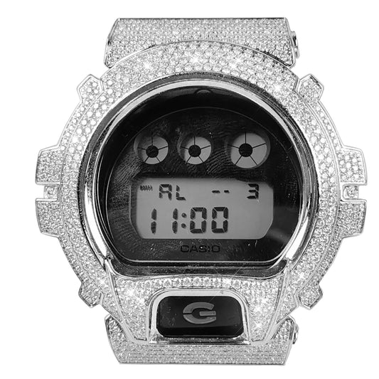 Modified watch Inlaid with earth grown diamonds watch case and band for Casio wristwatch DW6900 Series