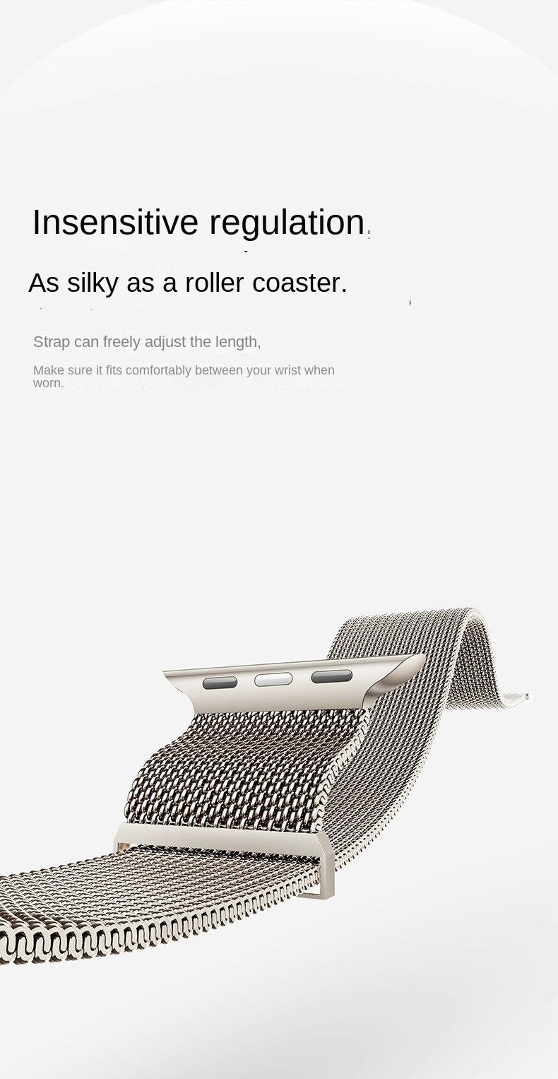 Original Titanium Milanese Loop Compatible with Apple Watch Bands 38mm 40mm 41mm 42mm 44mm 45mm 46mm 49mm for Women & Men, Magnetic Closure Adjustable Metal Strap for iWatch Series 11 10 9 8 7 6 5 4 SE2 3 Ultra