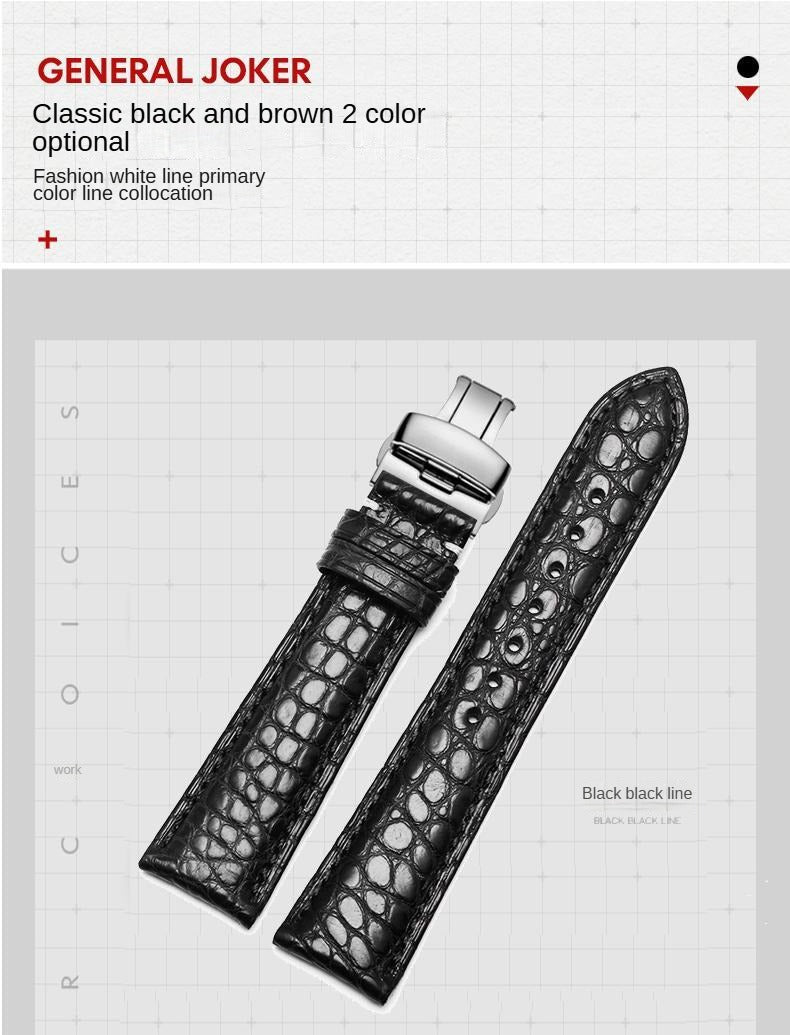 Double-sided alligator leather strap compatible with Omega, IWC, Tissot, Longines, Jaeger-LeCoultre, Cartier, and Jaeger-LeCoultre genuine leather straps