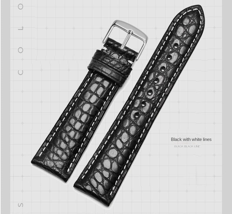 Double-sided alligator leather strap compatible with Omega, IWC, Tissot, Longines, Jaeger-LeCoultre, Cartier, and Jaeger-LeCoultre genuine leather straps