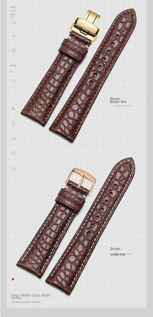Double-sided alligator leather strap compatible with Omega, IWC, Tissot, Longines, Jaeger-LeCoultre, Cartier, and Jaeger-LeCoultre genuine leather straps