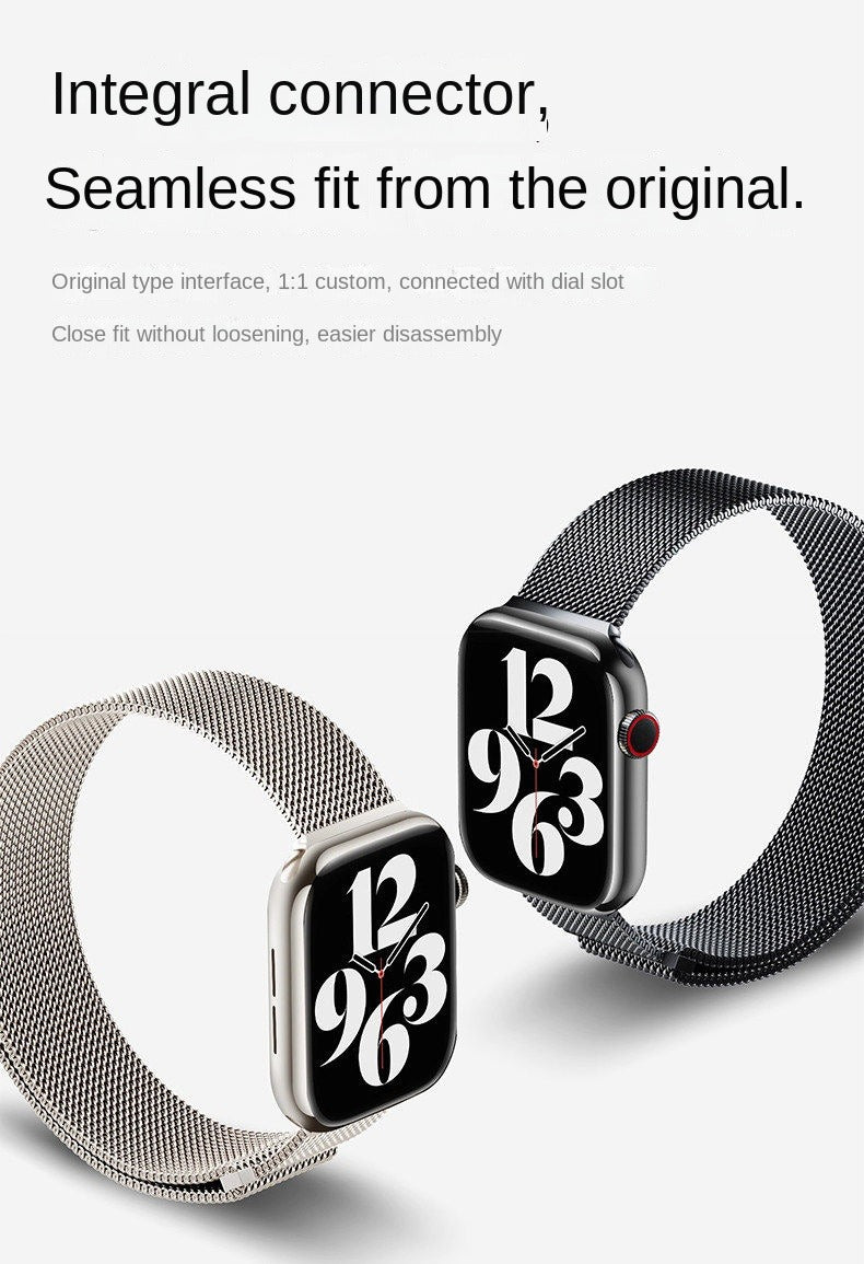 Original Titanium Milanese Loop Compatible with Apple Watch Bands 38mm 40mm 41mm 42mm 44mm 45mm 46mm 49mm for Women & Men, Magnetic Closure Adjustable Metal Strap for iWatch Series 11 10 9 8 7 6 5 4 SE2 3 Ultra