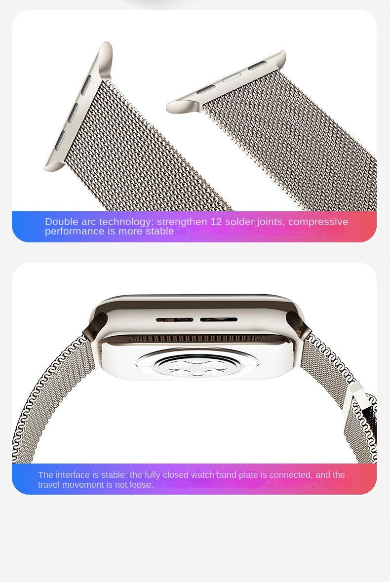 Original Titanium Milanese Loop Compatible with Apple Watch Bands 38mm 40mm 41mm 42mm 44mm 45mm 46mm 49mm for Women & Men, Magnetic Closure Adjustable Metal Strap for iWatch Series 11 10 9 8 7 6 5 4 SE2 3 Ultra