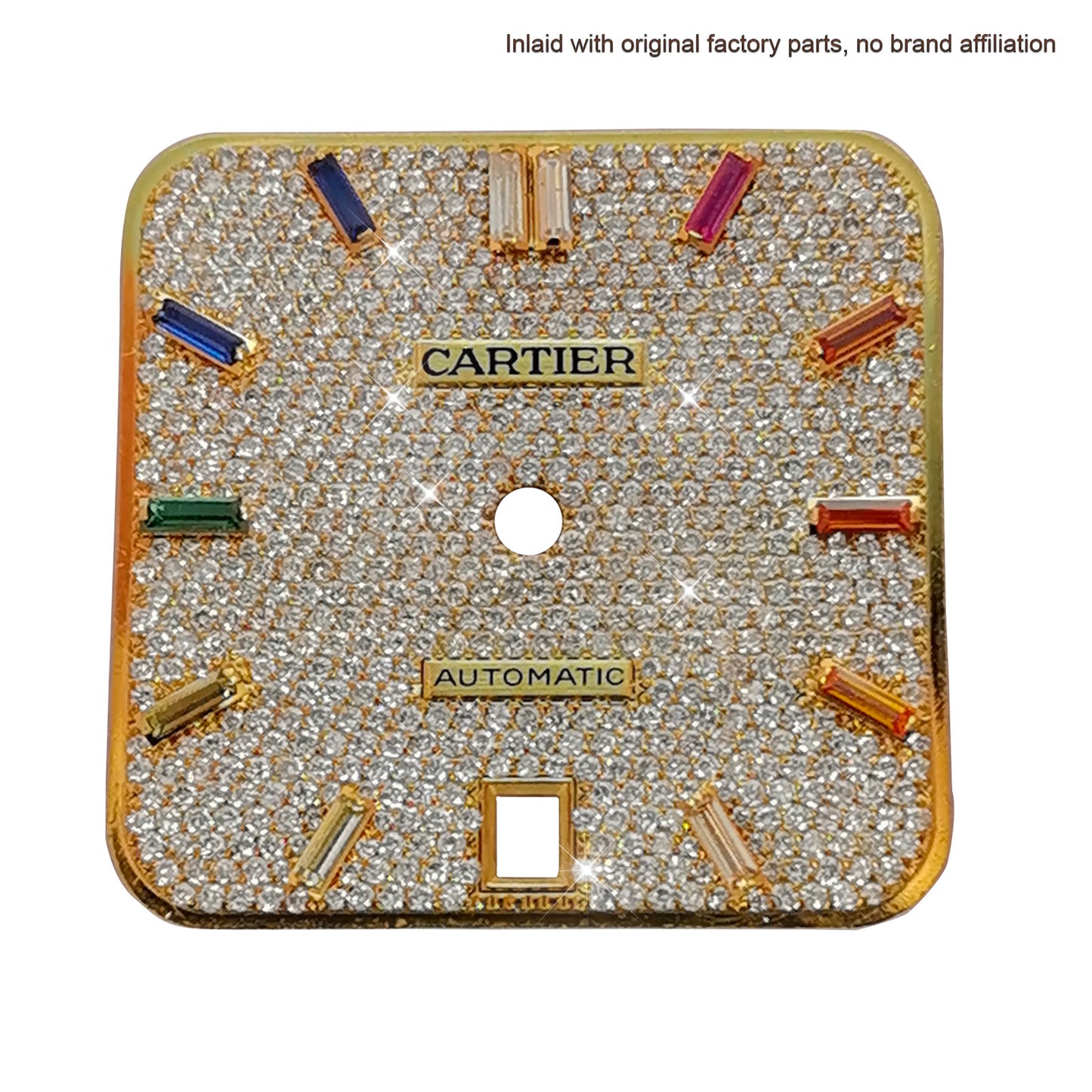 Pave Set Natural Diamonds Watch Dial For Santos DE Cartier 47.5*39.8mm Automatic Mechanical Watch