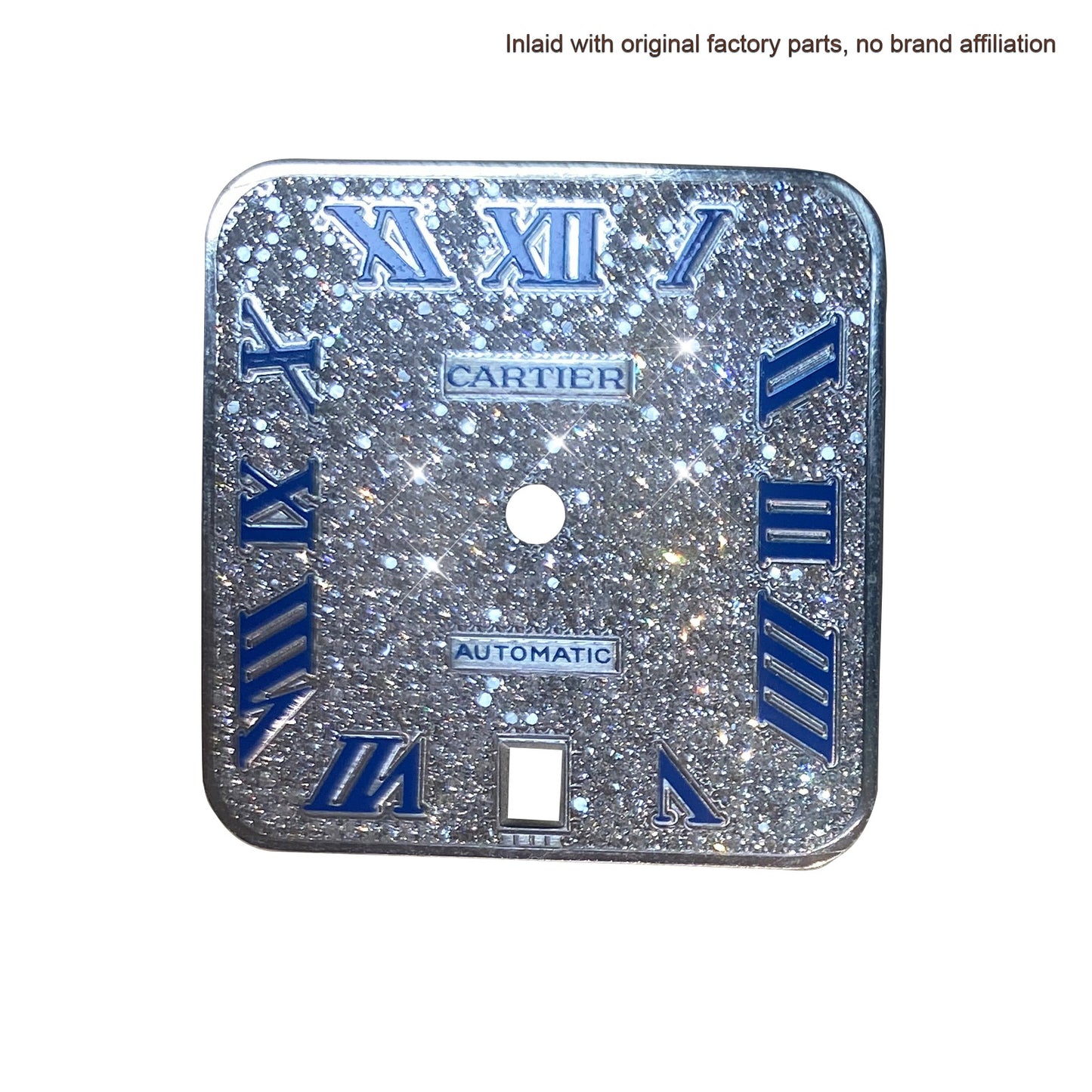 Pave Set Natural Diamonds Watch Dial For Santos DE Cartier 47.5*39.8mm Automatic Mechanical Watch