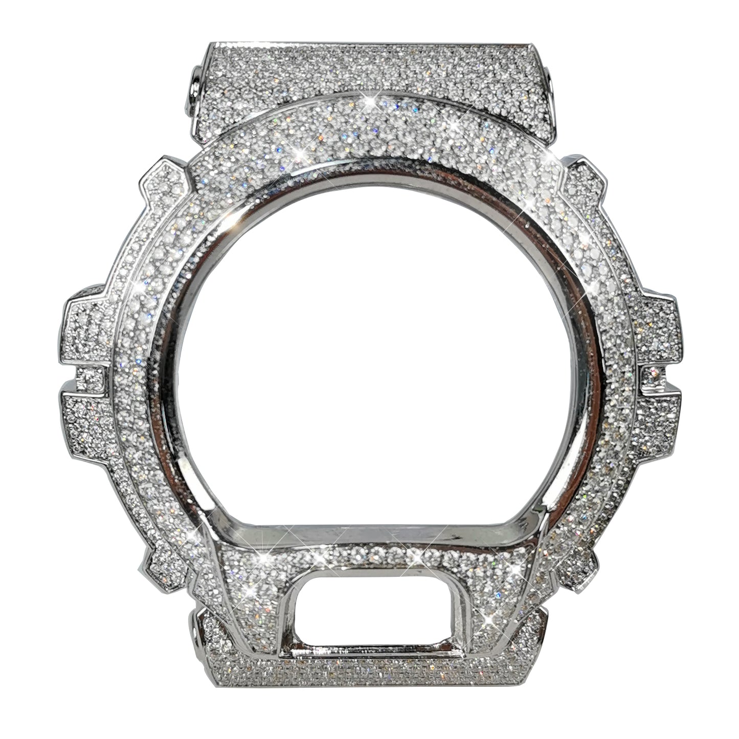 Modified watch Inlaid with earth grown diamonds watch case and band for  Casio wristwatch DW6900 Series