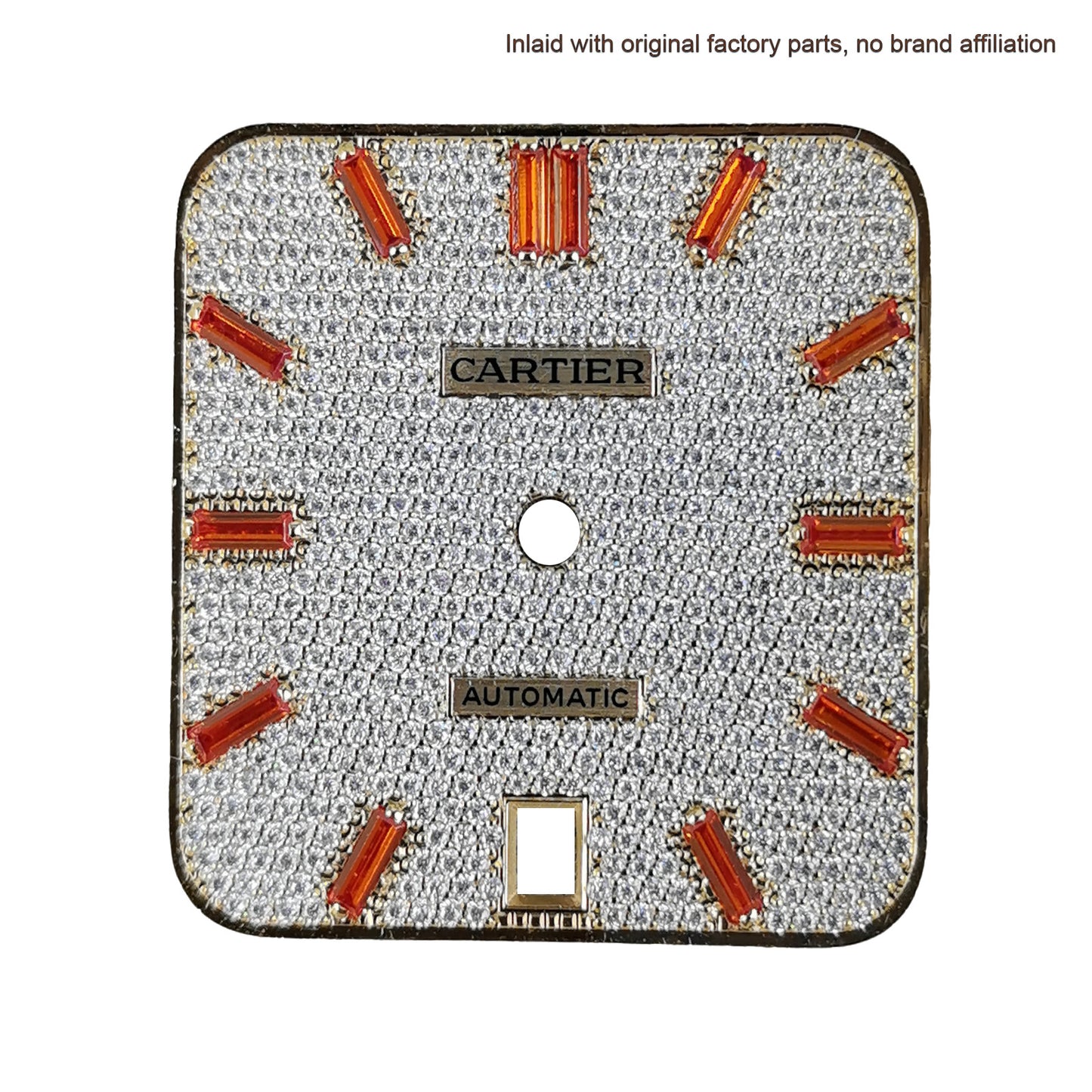 Pave Set Natural Diamonds Watch Dial For Santos DE Cartier 47.5*39.8mm Automatic Mechanical Watch