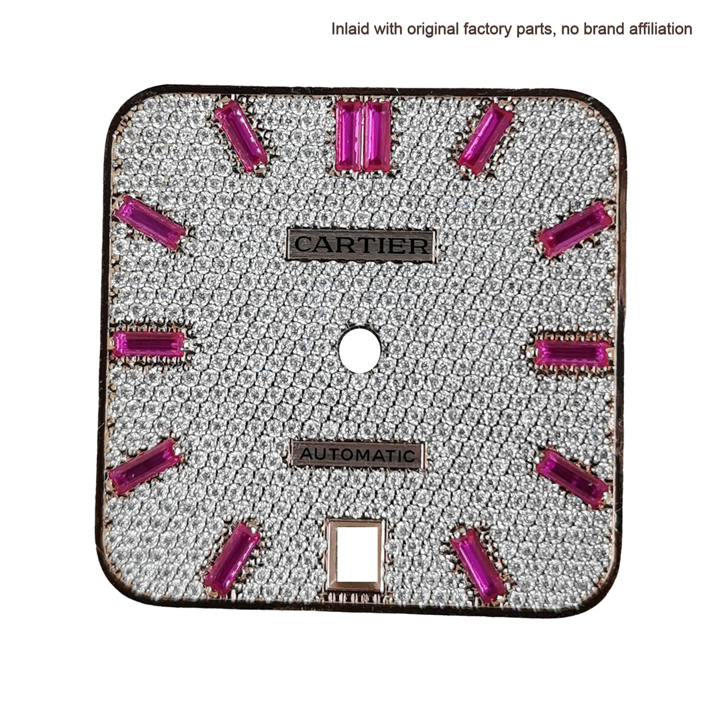 Pave Set Natural Diamonds Watch Dial For Santos DE Cartier 47.5*39.8mm Automatic Mechanical Watch