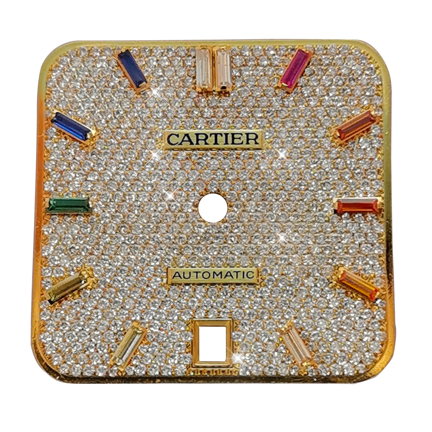 Modified Watch Inlaid with Earth Grown Diamonds Watch Dial for Santos De Cartier