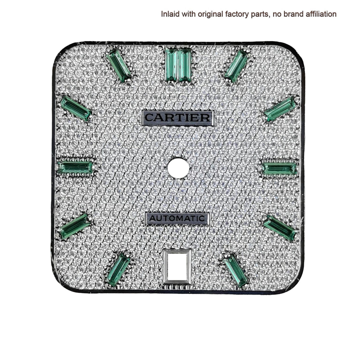 Pave Set Natural Diamonds Watch Dial For Santos DE Cartier 47.5*39.8mm Automatic Mechanical Watch