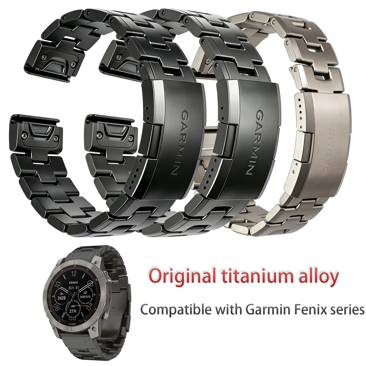 26mmTitanium Metal Quick Release WatchBand Compatible for Fenix 8 51mm/Enduro 3 51mm/Fenix 6X Pro/7X Pro/5X Plus, Quick Fit 22mm Titanium Metal Wristband with Stainless Steel Buckle for Fenix 8 47mm/E 47mm/Fenix 6 Pro/7/5 Plus/EPIX 2/Forerunner 965
