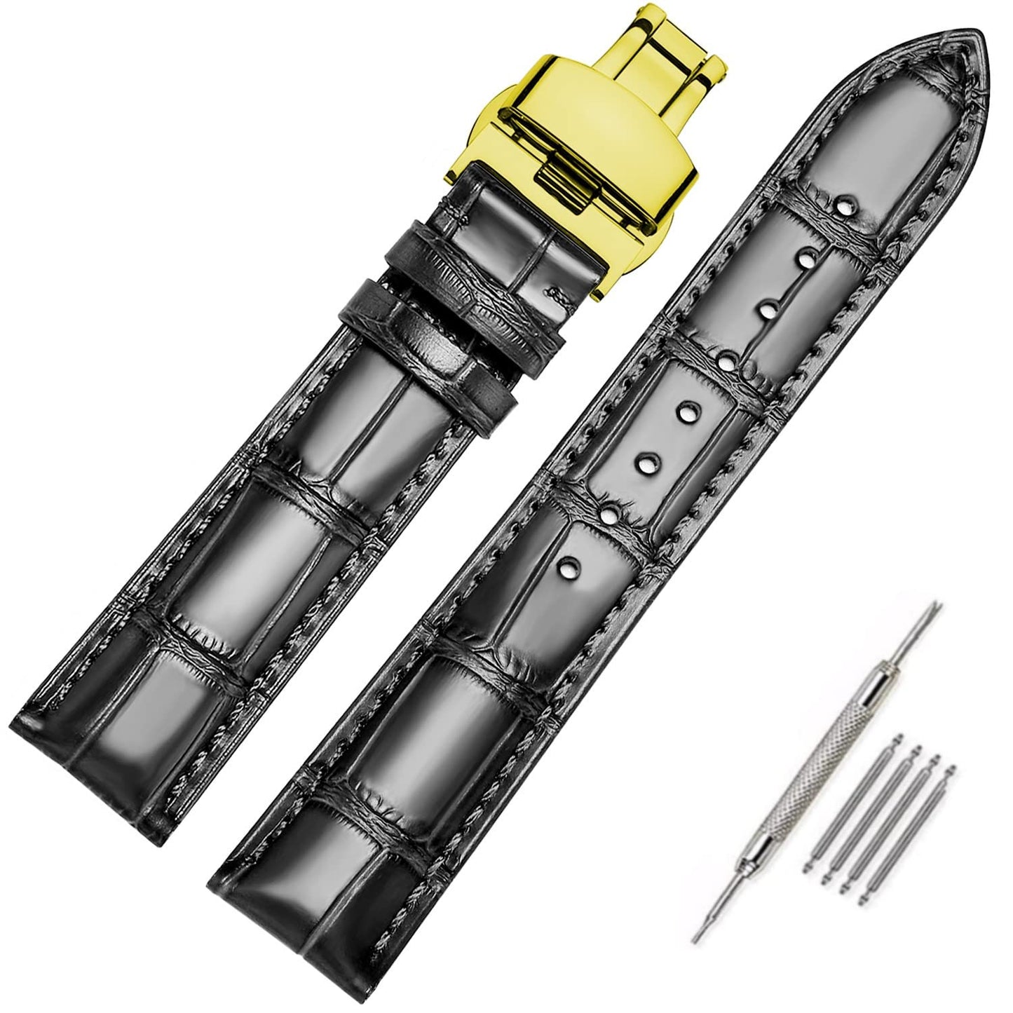 Custom American Aligator Skin Watchband/Nile Crocodile Skin/Siamese Crocodile Skin/Full-grain Top-grain Calf Leather Watch strap(Support various models)