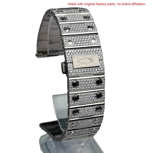 Pave Set Natural Diamonds Watchband For Santos DE Cartier 47.5*39.8mm Automatic Mechanical Watch