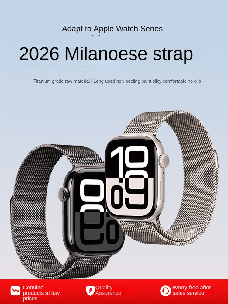 Original Titanium Milanese Loop Compatible with Apple Watch Bands 38mm 40mm 41mm 42mm 44mm 45mm 46mm 49mm for Women & Men, Magnetic Closure Adjustable Metal Strap for iWatch Series 11 10 9 8 7 6 5 4 SE2 3 Ultra