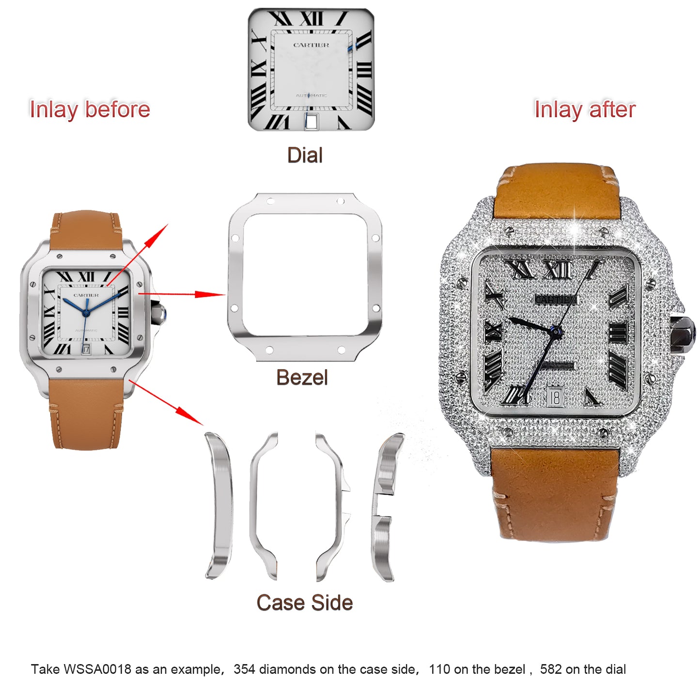 Private Customization Modified Watch Inlaid with Earth Grown Diamonds(Support Various Watch Brands and Models)