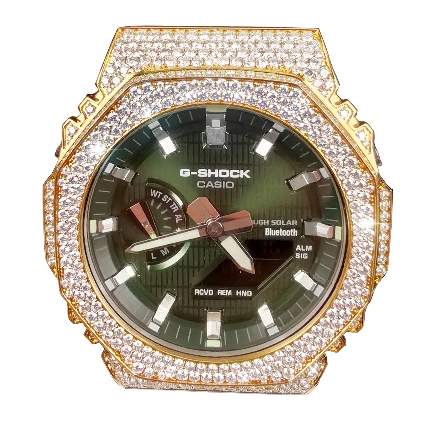 Modified watch Inlaid with earth grown diamonds watch case and band for  Casio wristwatch GBM 2100 Series