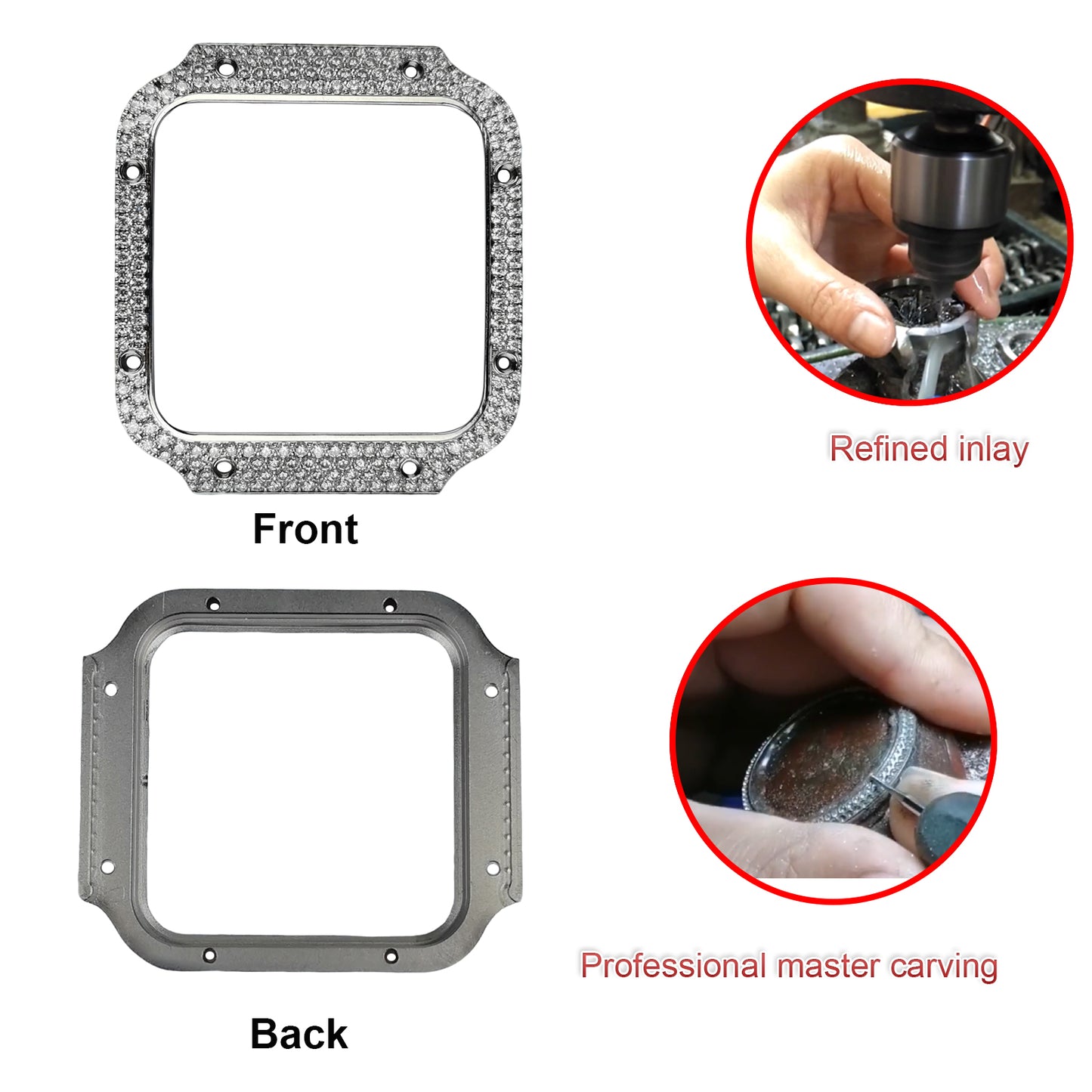 Pavé Set Natural Diamonds Watch Bezel For Santos DE Cartier 47.5*39.8mm Automatic Mechanical Watch