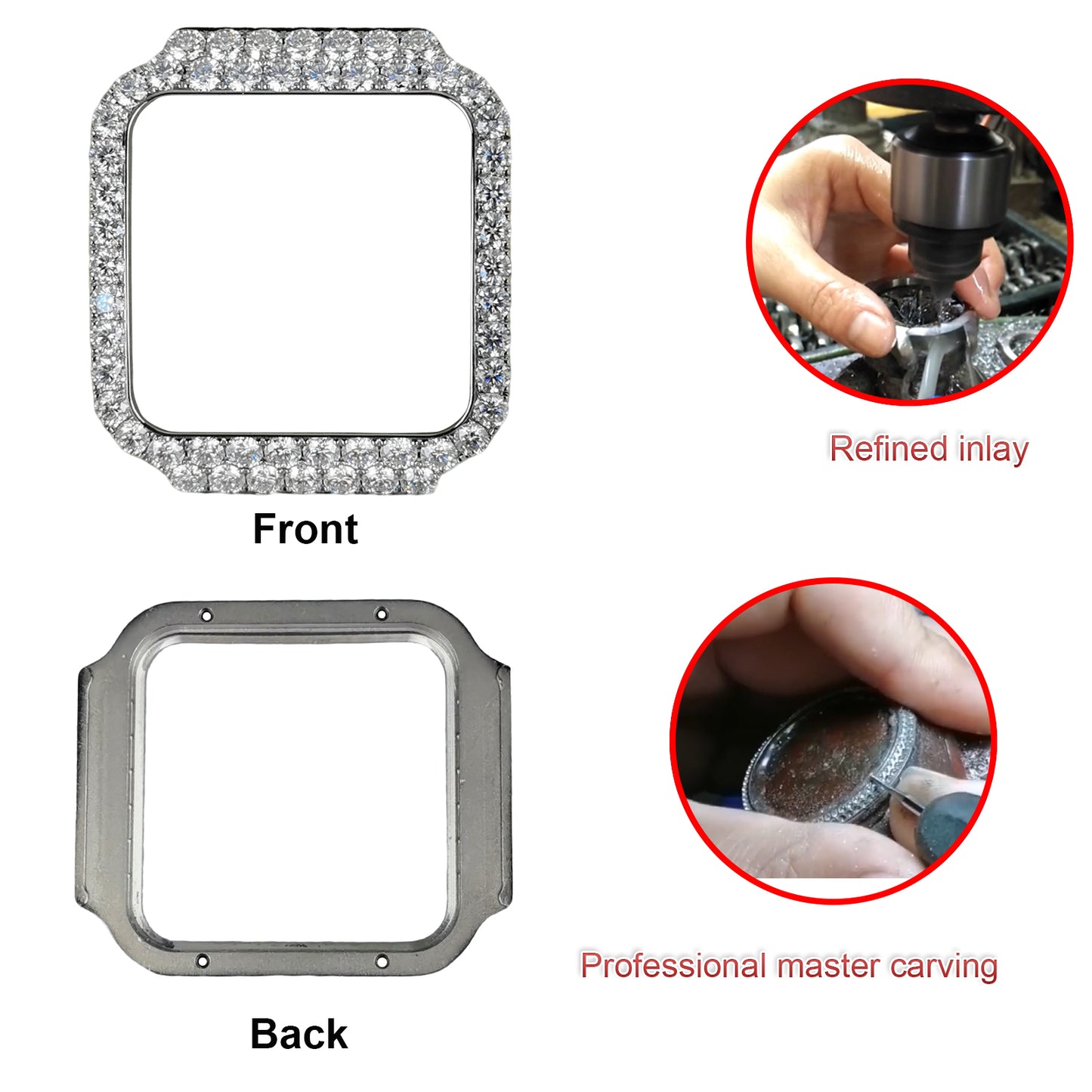 Pavé Set Natural Diamonds Watch Bezel For Santos DE Cartier 47.5*39.8mm Automatic Mechanical Watch