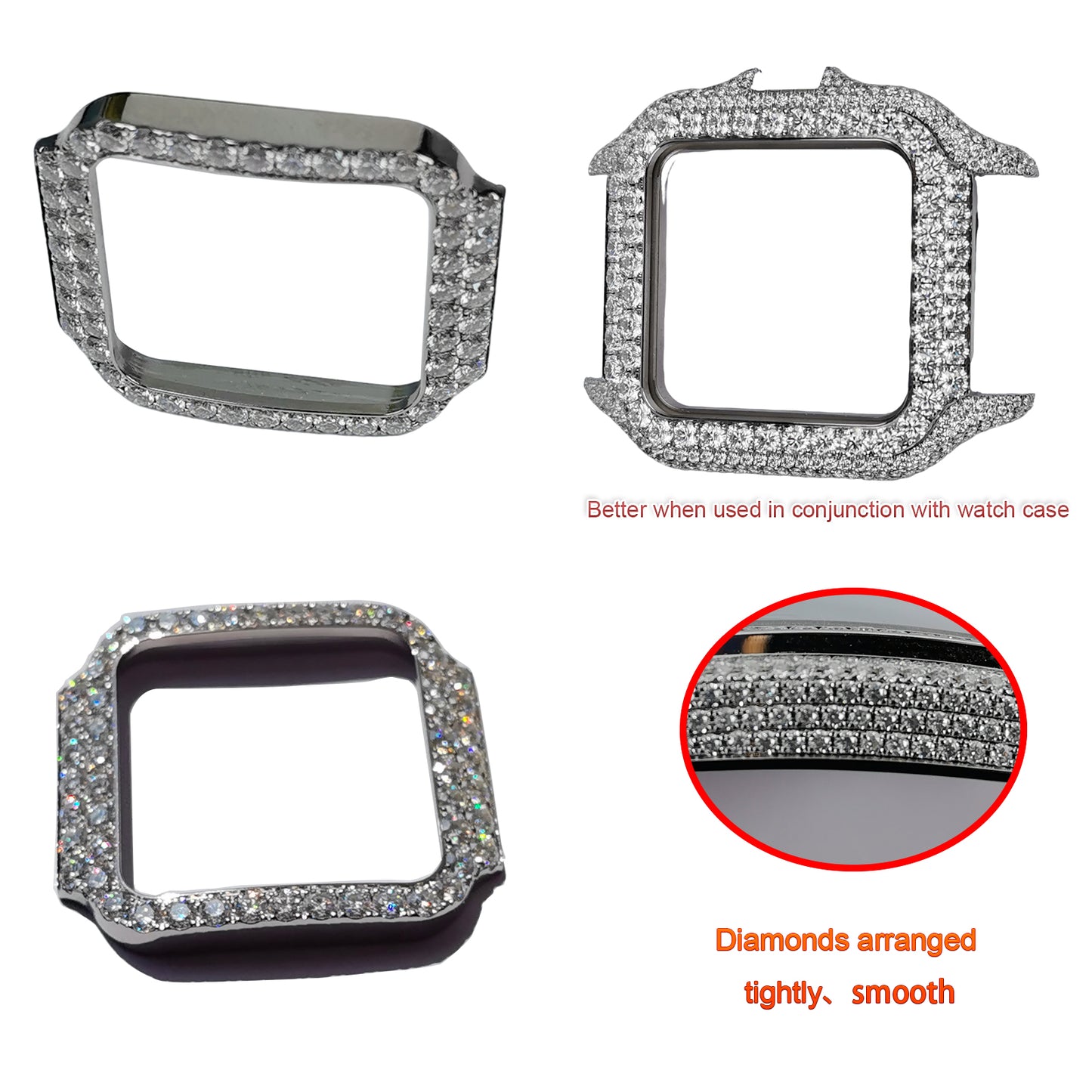 Pavé Set Natural Diamonds Watch Bezel For Santos DE Cartier 47.5*39.8mm Automatic Mechanical Watch
