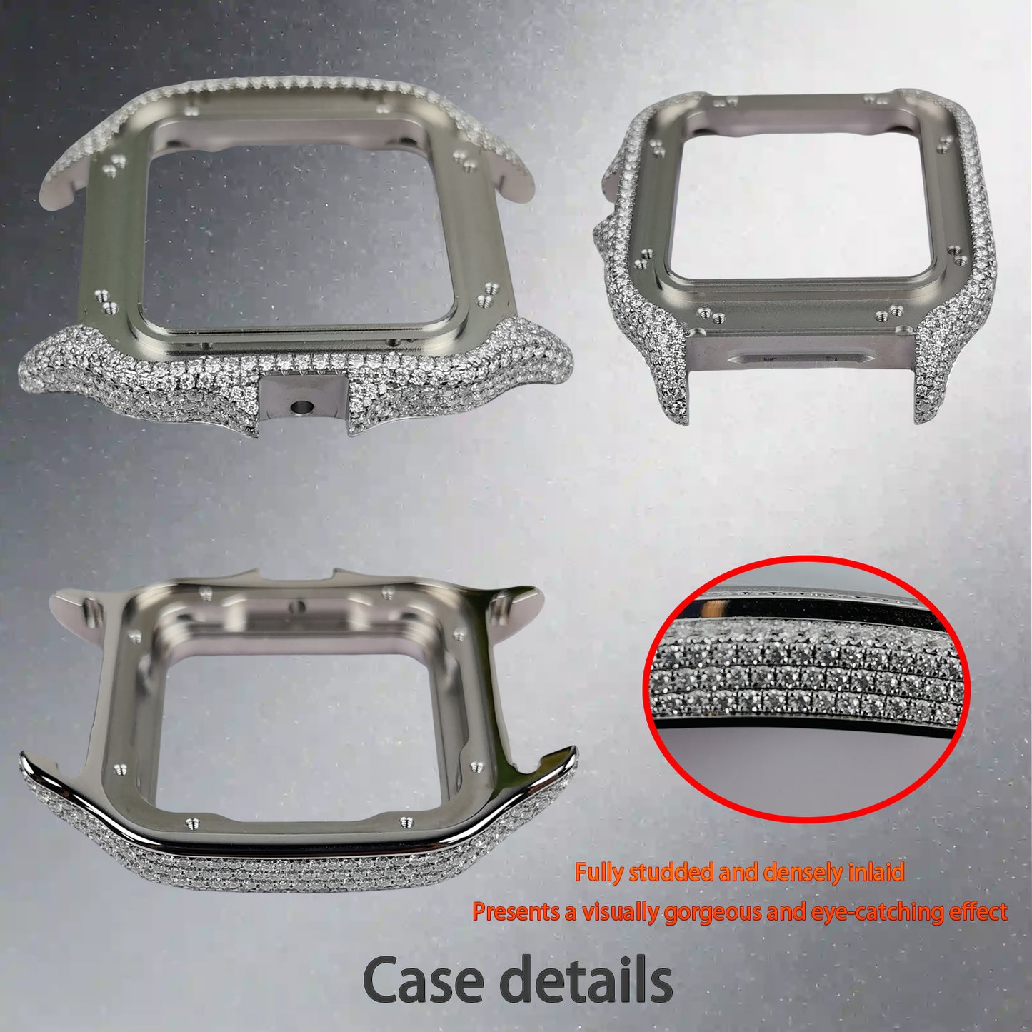 Pavé Set Natural Diamonds Watch Case For Santos DE Cartier 47.5*39.8mm Automatic Mechanical Watch