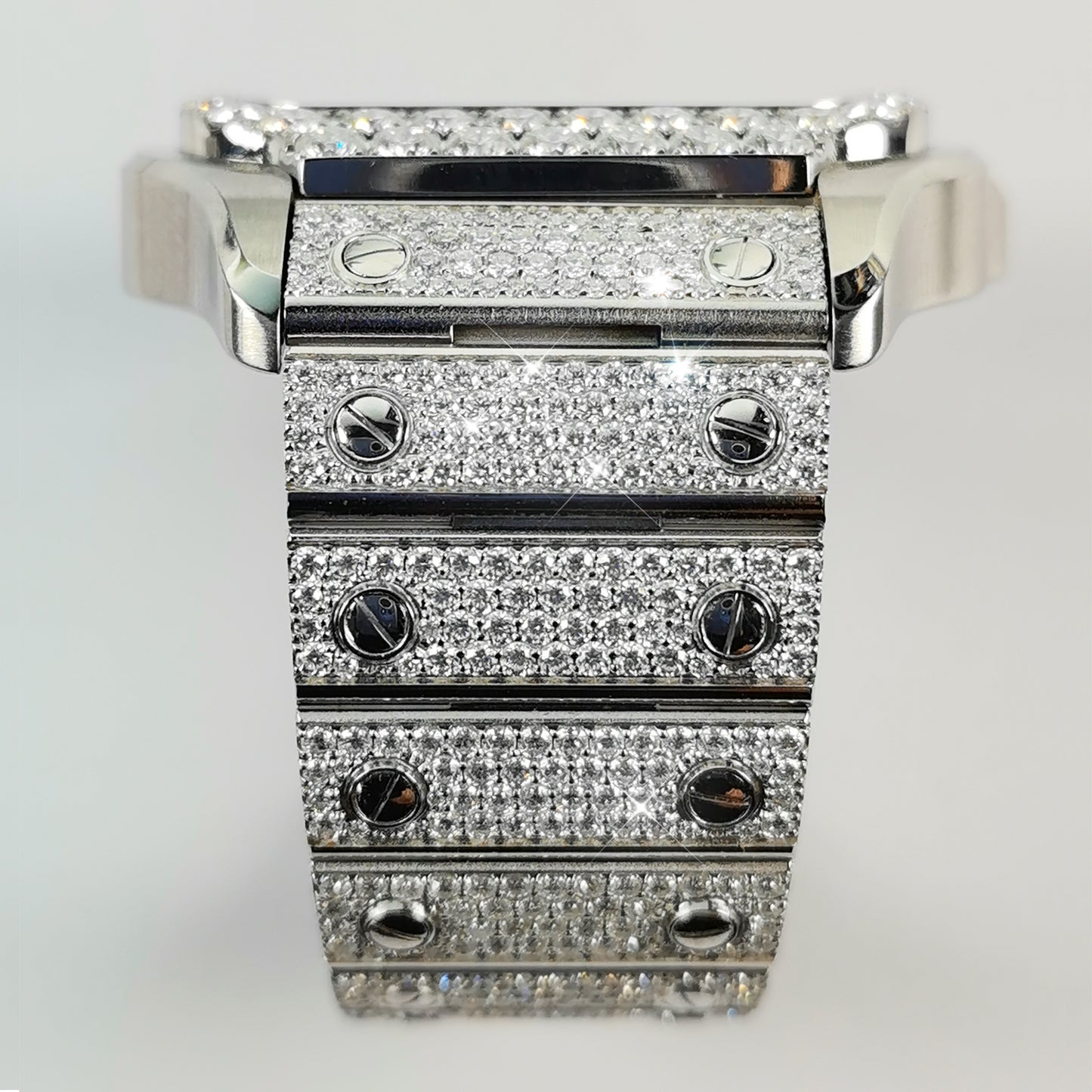 Modified Watch Inlaid with Earth Grown Diamonds Watchband for SANTOS DE CARTIER Series