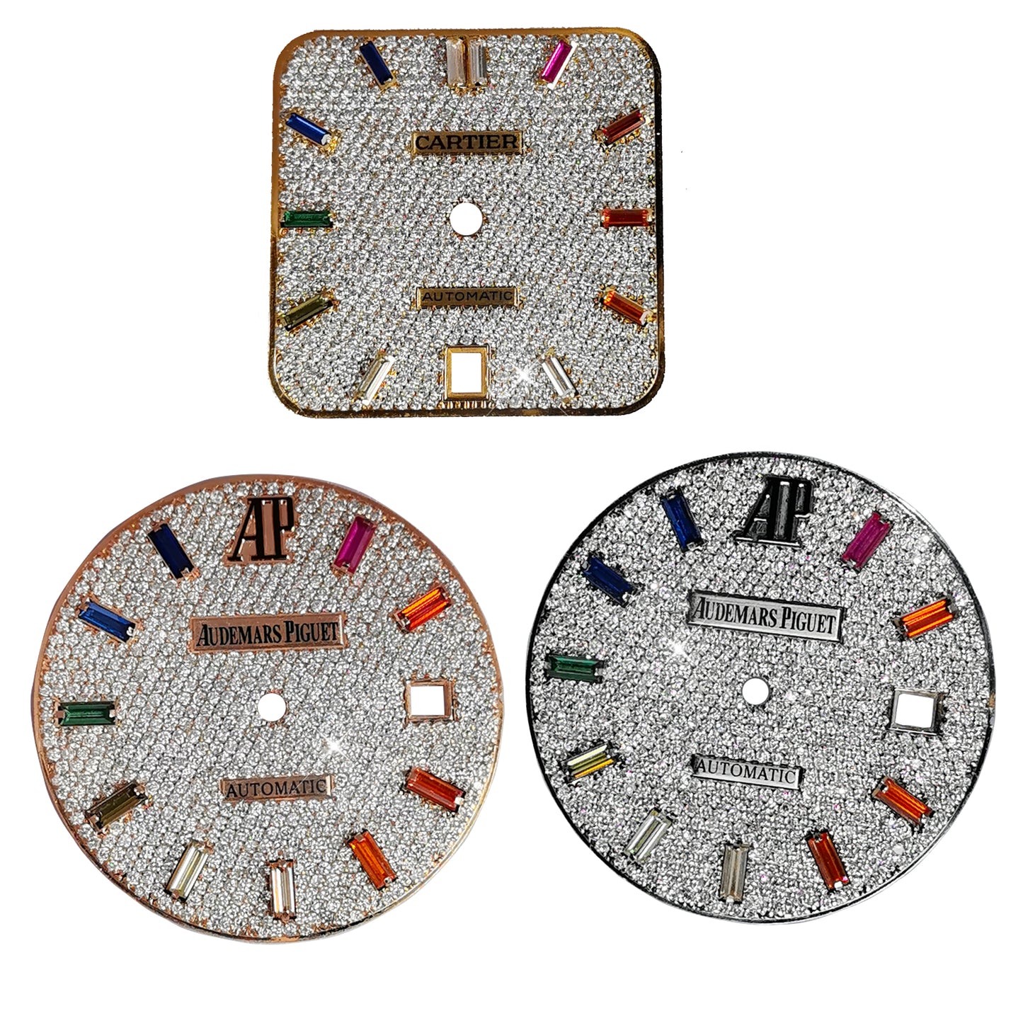 Modified Watch Inlaid with Earth Grown Diamonds Watch Dial for Santos De Cartier