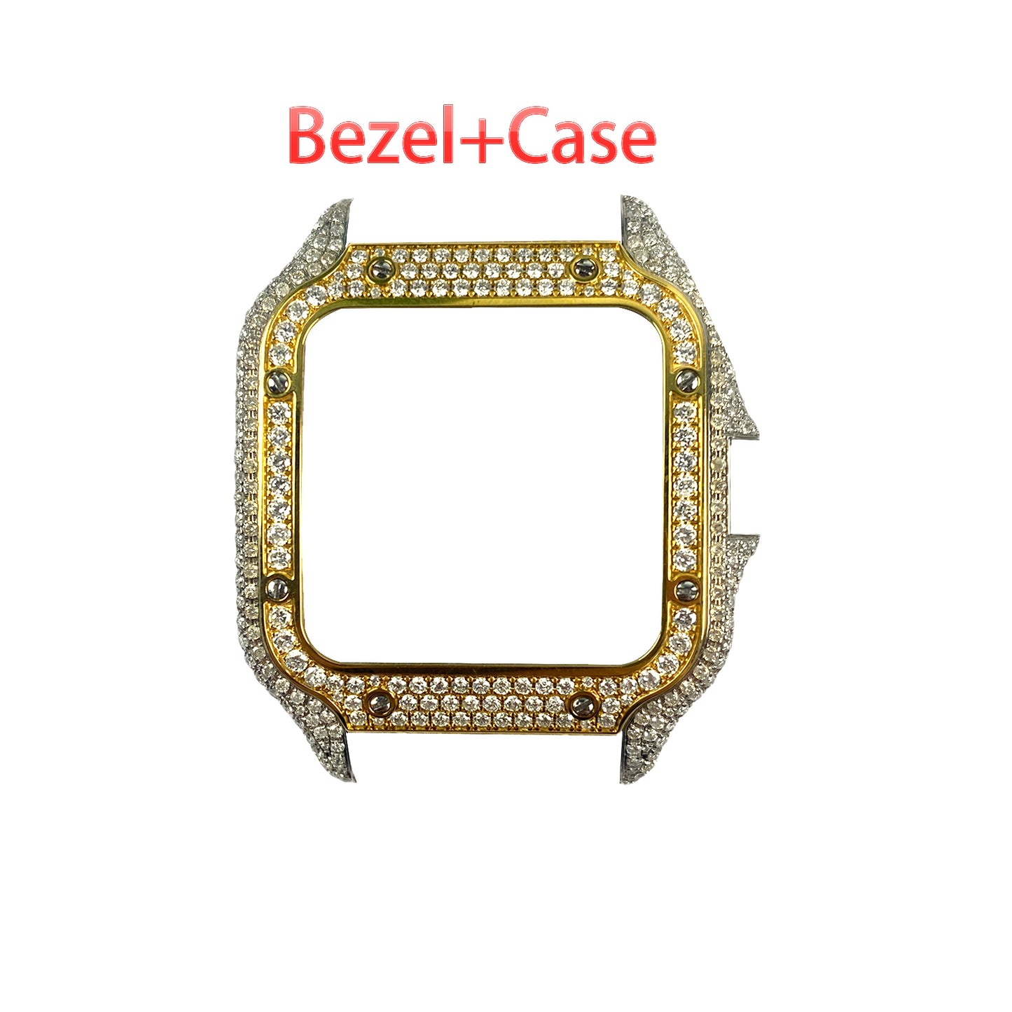 Modified Watch Inlaid with Earth Grown Diamonds Watch Dial Bezel Case and Band for SANTOS DE CARTIER Series