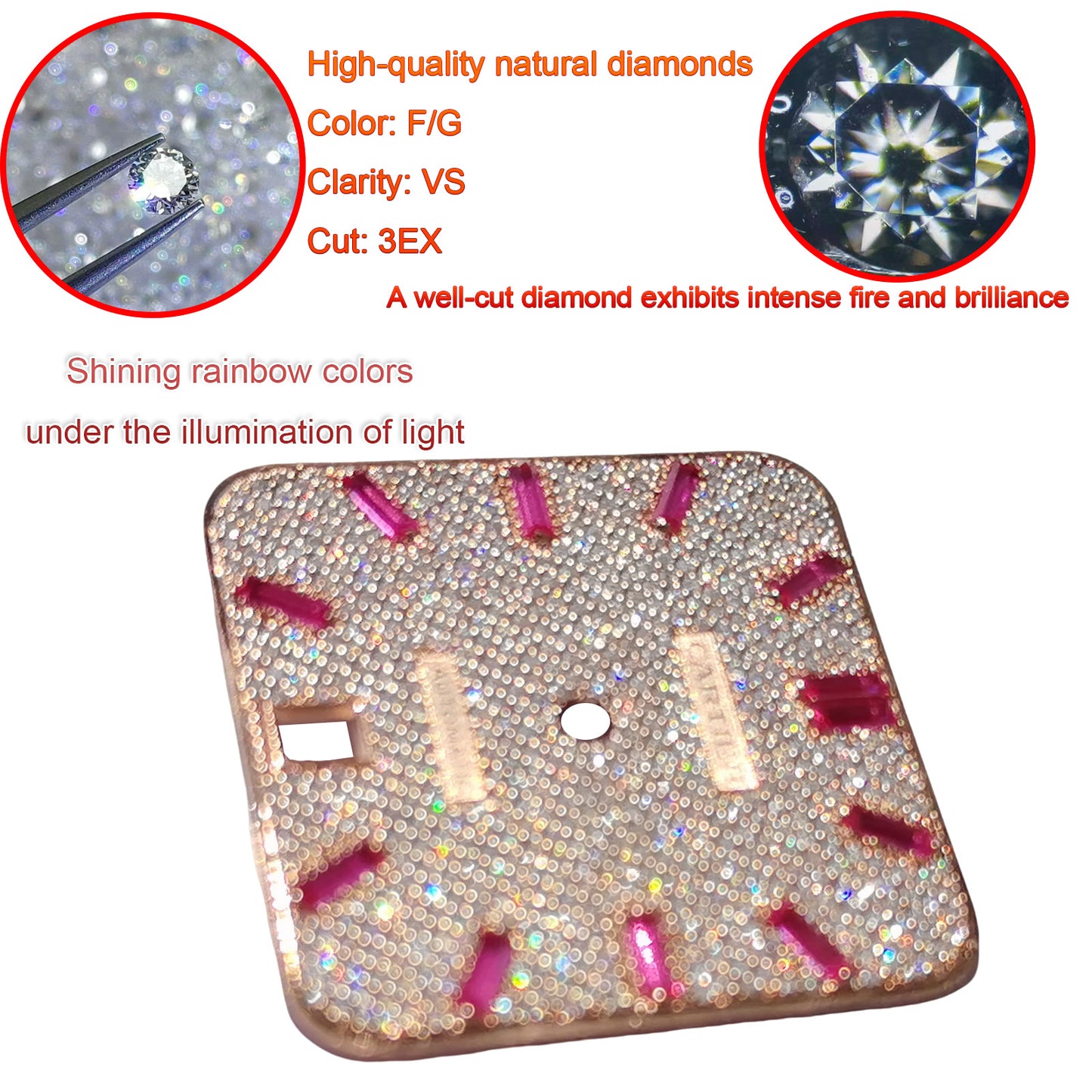 Pave Set Natural Diamonds Watch Dial For Santos DE Cartier 47.5*39.8mm Automatic Mechanical Watch