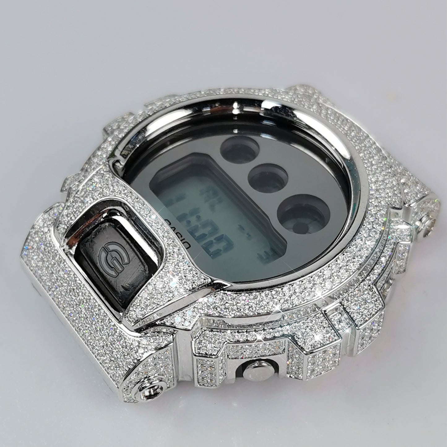 Modified watch Inlaid with earth grown diamonds watch case and band for  Casio wristwatch DW6900 Series