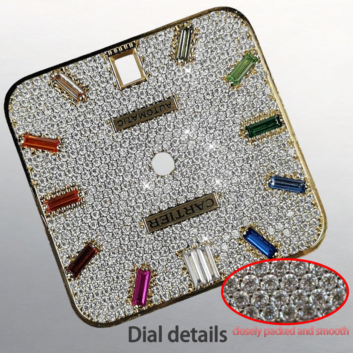 Pavé Set Natural Diamonds Watch Case For Santos DE Cartier 47.5*39.8mm Automatic Mechanical Watch