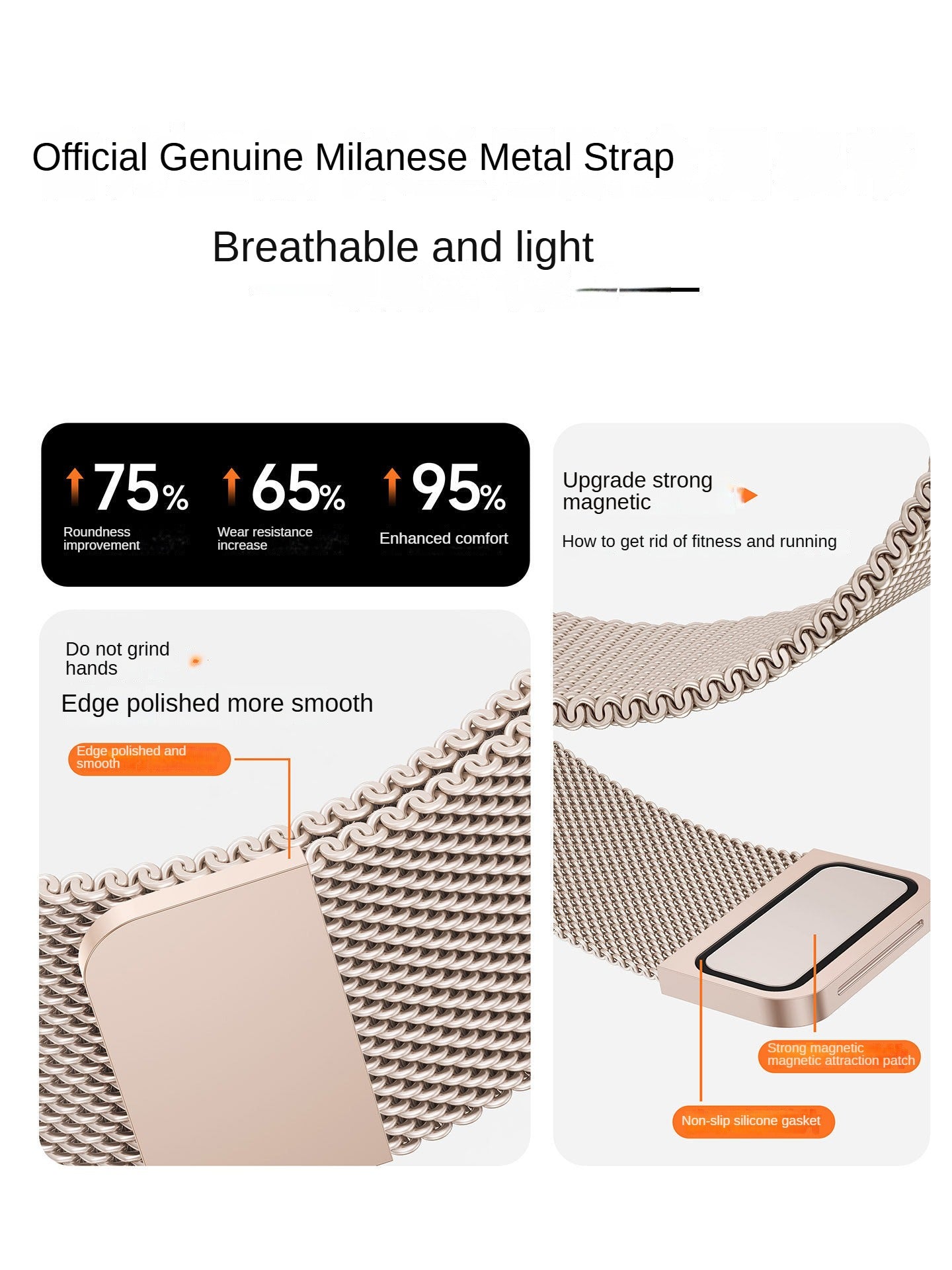 Original Titanium Milanese Loop Compatible with Apple Watch Bands 38mm 40mm 41mm 42mm 44mm 45mm 46mm 49mm for Women & Men, Magnetic Closure Adjustable Metal Strap for iWatch Series 11 10 9 8 7 6 5 4 SE2 3 Ultra