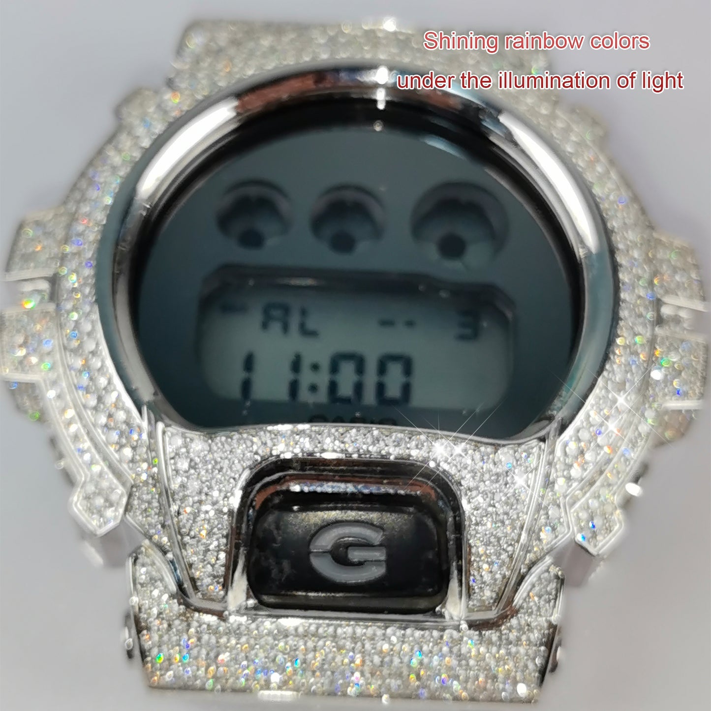 Modified watch Inlaid with earth grown diamonds watch case and band for  Casio wristwatch DW6900 Series