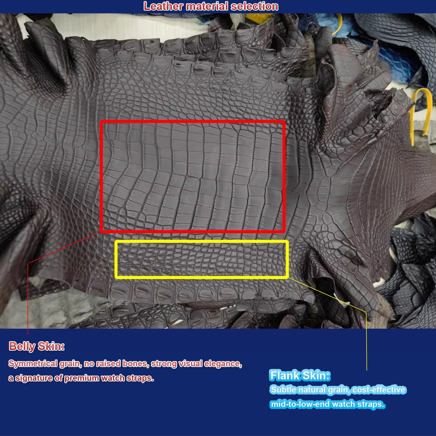 Custom American Aligator Skin Watchband/Nile Crocodile Skin/Siamese Crocodile Skin/Full-grain Top-grain Calf Leather Watch strap(Support various models)