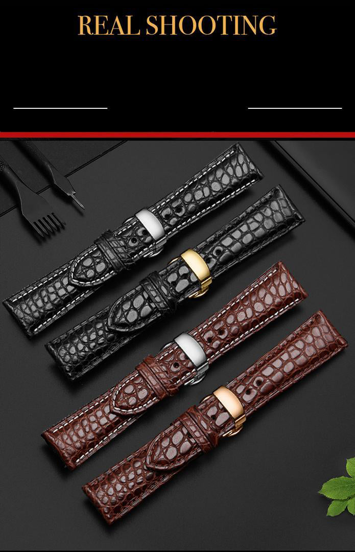 Double-sided alligator leather strap compatible with Omega, IWC, Tissot, Longines, Jaeger-LeCoultre, Cartier, and Jaeger-LeCoultre genuine leather straps