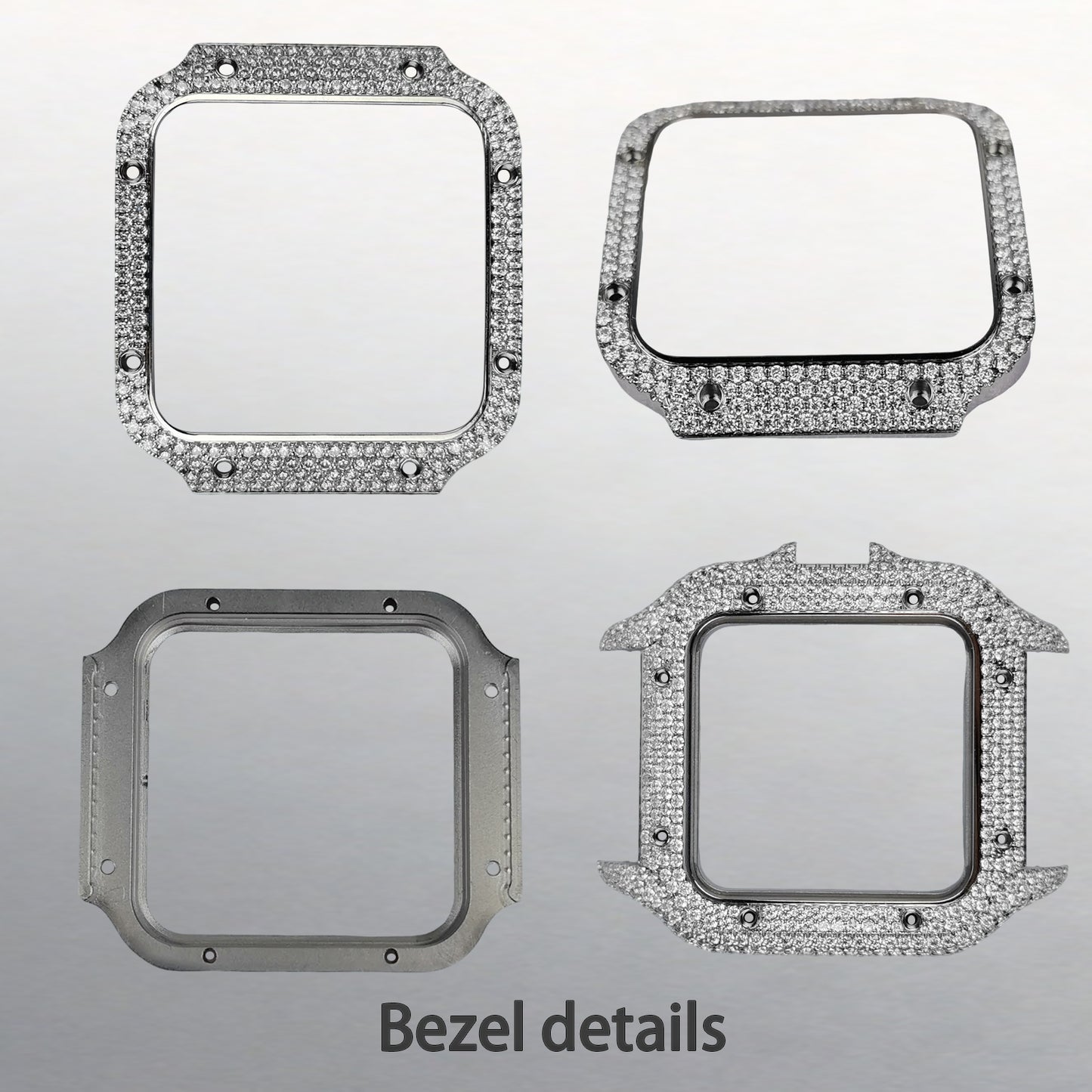 Pavé Set Natural Diamonds Watch Case For Santos DE Cartier 47.5*39.8mm Automatic Mechanical Watch