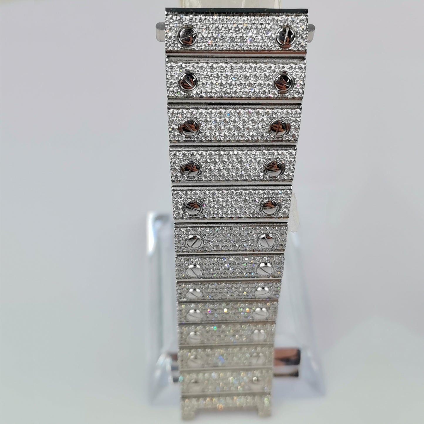Modified Watch Inlaid with Earth Grown Diamonds Watchband for SANTOS DE CARTIER Series