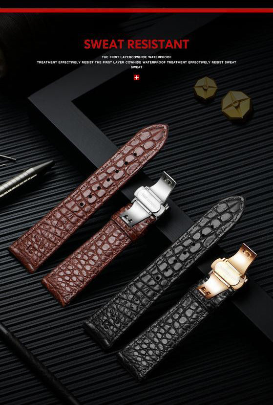 Double-sided alligator leather strap compatible with Omega, IWC, Tissot, Longines, Jaeger-LeCoultre, Cartier, and Jaeger-LeCoultre genuine leather straps