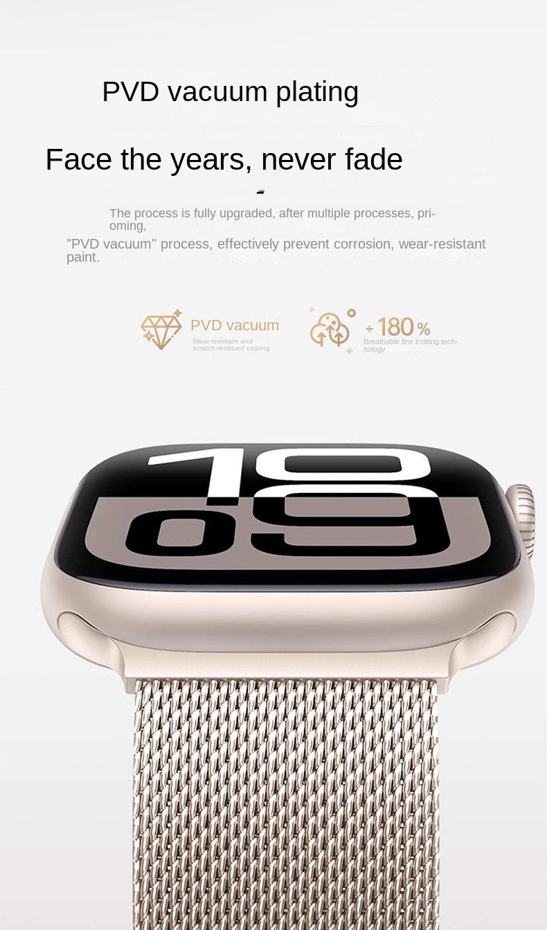 Original Titanium Milanese Loop Compatible with Apple Watch Bands 38mm 40mm 41mm 42mm 44mm 45mm 46mm 49mm for Women & Men, Magnetic Closure Adjustable Metal Strap for iWatch Series 11 10 9 8 7 6 5 4 SE2 3 Ultra